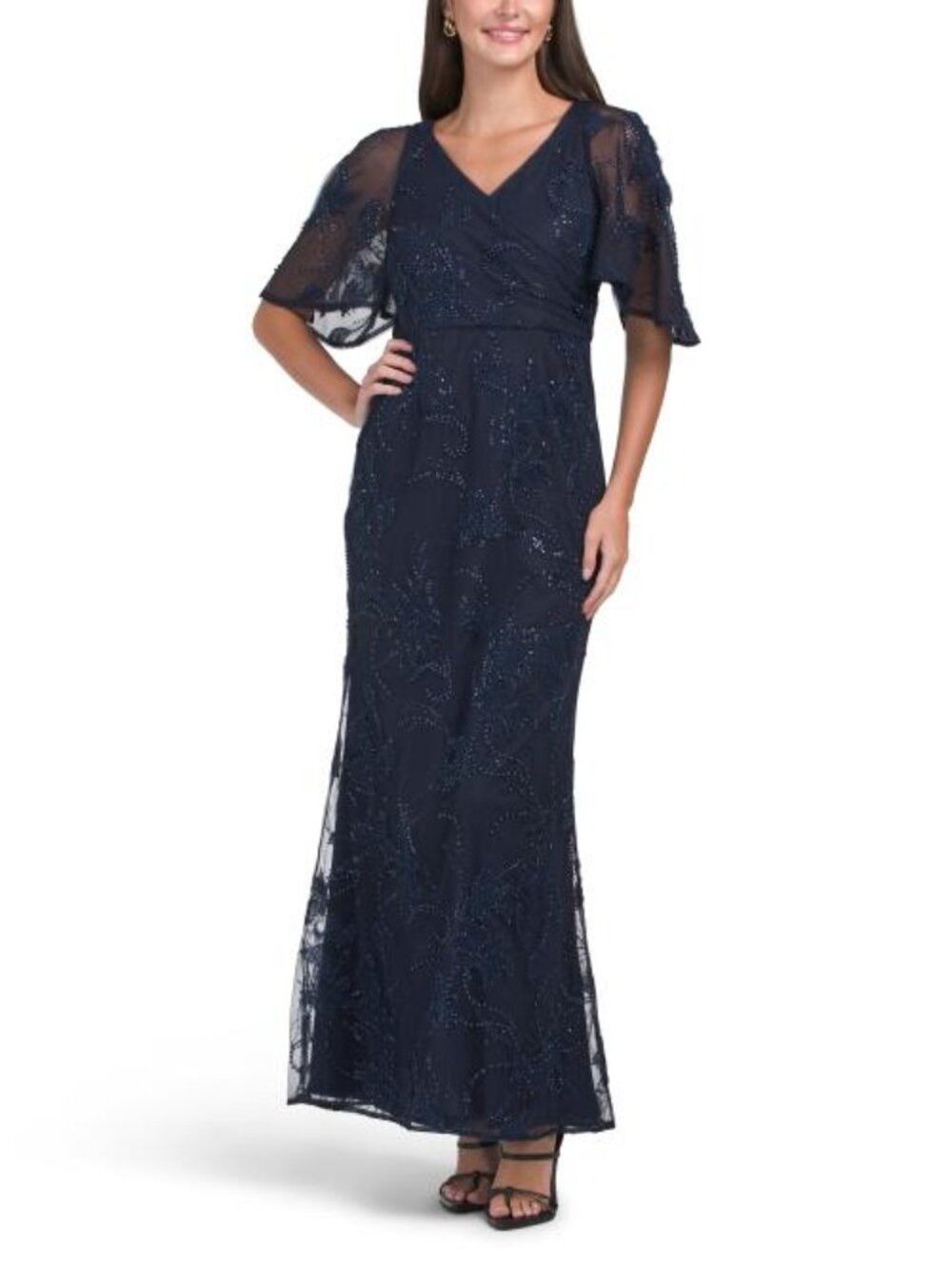 JS COLLECTIONS Alex Cape Sleeve Gown
